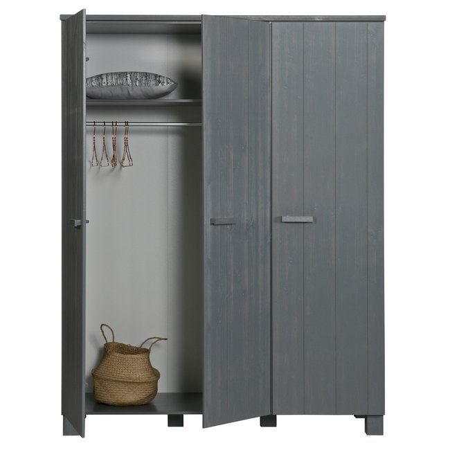 Woood Dennis 3-deurs Kast Grenen Steel Grey Geborsteld [fsc]