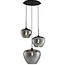 Light en Living Hanglamp 3L MAYSON mat zwart en smoke glas