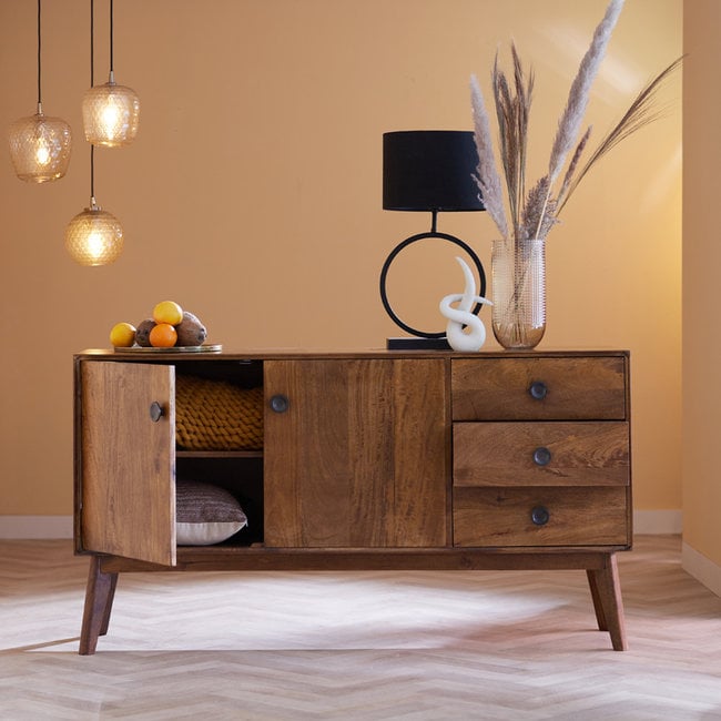 Light en Living Lampenkap cilinder VELOURS zwart-taupe - diverse maten