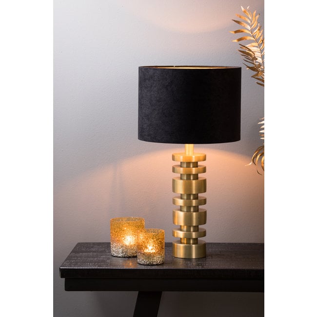 Light en Living Lampenkap cilinder VELOURS zwart-taupe - diverse maten