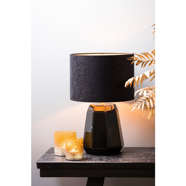 Light en Living Lampenkap cilinder VELOURS zwart-taupe - diverse maten