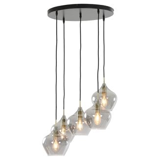 Light en Living Hanglamp RAKEL 5-lichts Ø61x66 cm Antiek Brons & Smoke