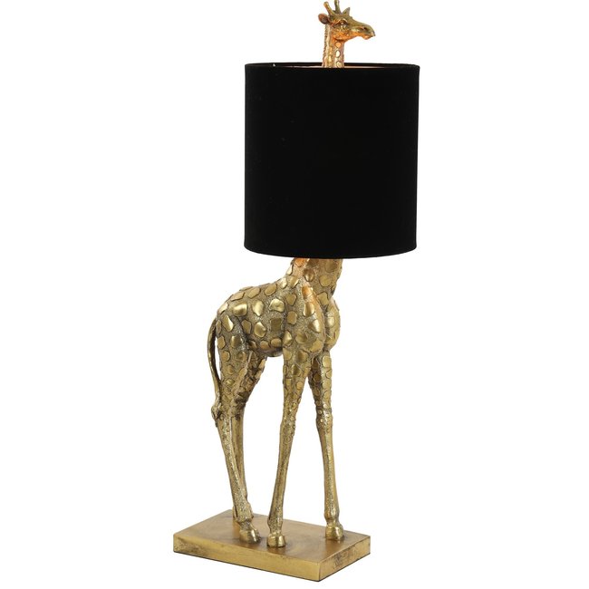 Light en Living Tafellamp 28x20x68 cm GIRAFFE antiek  brons+velvet zwart