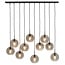 Light en Living Hanglamp SUBAR 10-Lichts Mat Zwart & Smoke Glas