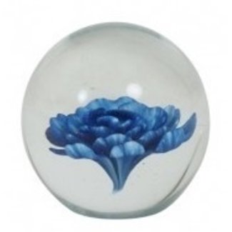 Light en Living Ornament Ø8,5x8,5 cm FLOWER glas blauw