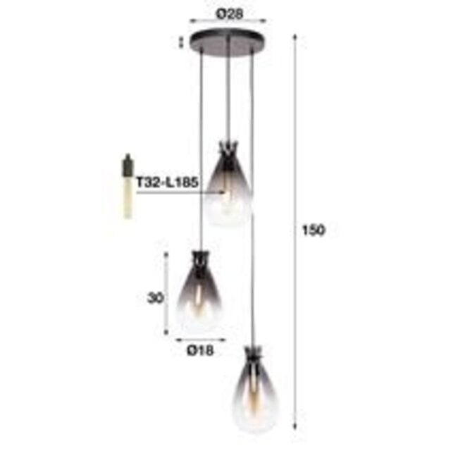 WoonStijl Hanglamp 3L nugget shaded