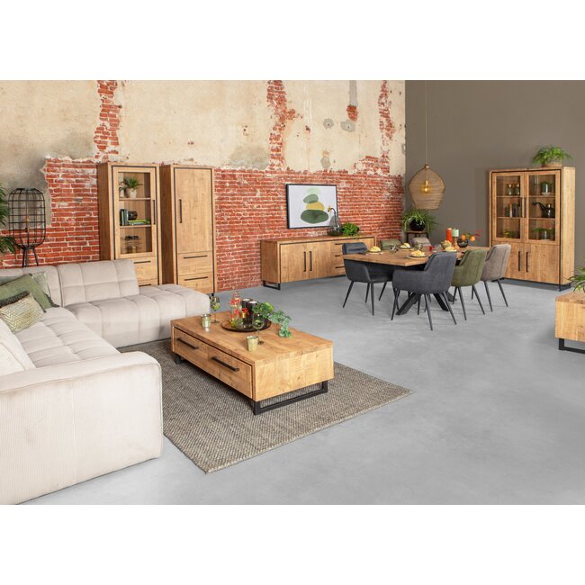 WoonMax Rimini dressoir 3 deurs - 3 lades Lamulux mango 225 cm