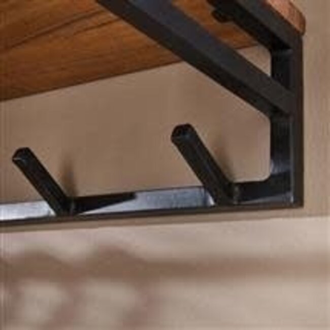 WoonStijl Kapstok Custom acacia met 6 haken en hoedenplank