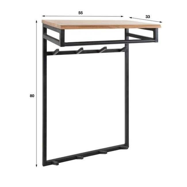 WoonStijl Kapstok Custom hoog 2x4 haken 55 cm
