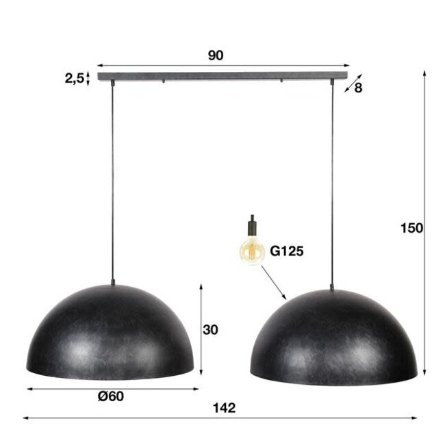 WoonStijl Hanglamp 2x Ø60 Dome
