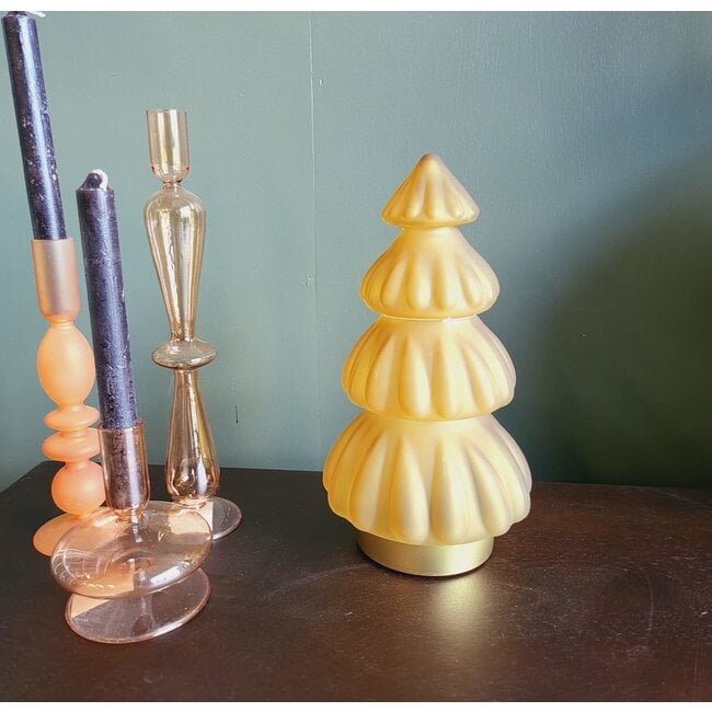 Light en Living Tafellamp LED Ø15x28 cm TREE glas mat  okergeel