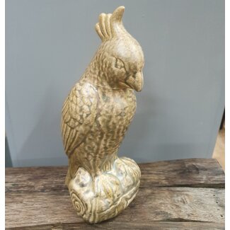 Light en Living Ornament Vogel Papegaai Glanzend Olijfgroen