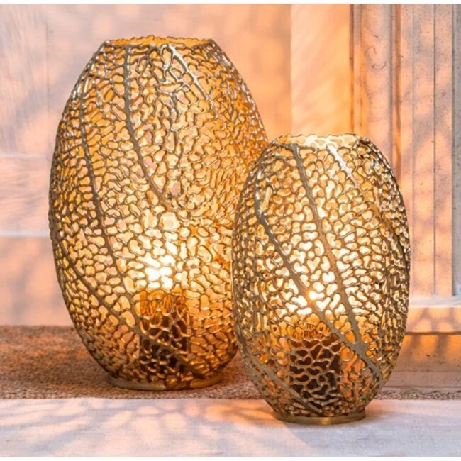 Light en Living Windlicht SINULA antiek goud - Verkrijgbaar in 2 maten