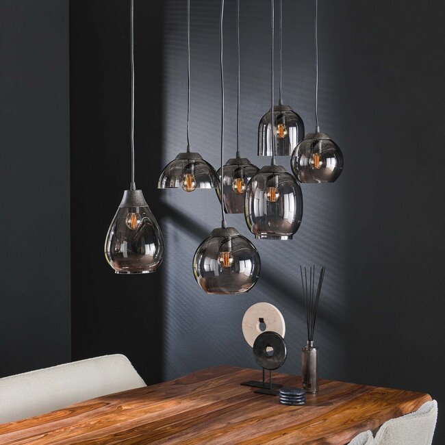 WoonStijl Hanglamp 4+3L mix chromed glas