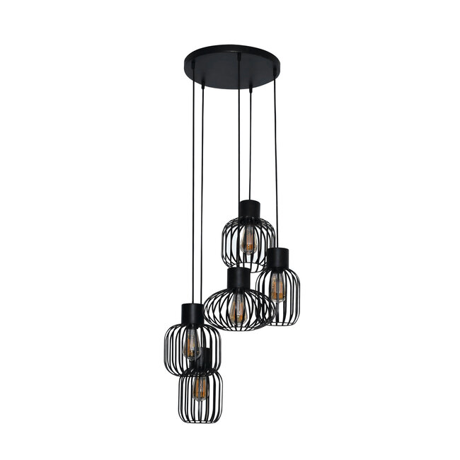 WoonStijl Hanglamp 5L getrapt mix metal