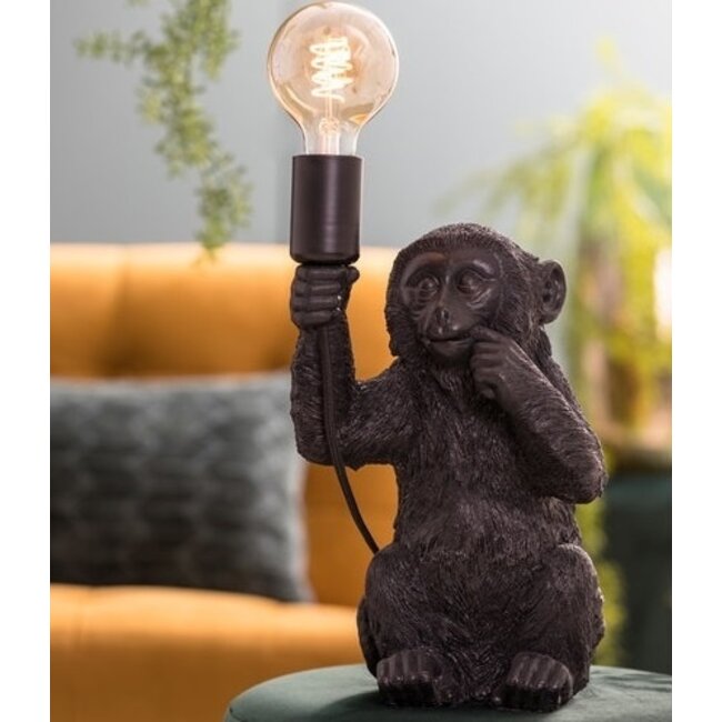 Light en Living Tafellamp aap zwart - Speelse verlichting voor jouw interieur