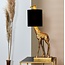 Light en Living Tafellamp Giraffe Antiek Brons met Zwarte Velvet Kap