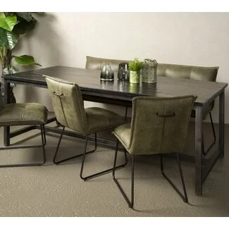 Tower Living Eettafel Paterno Mango zwart met stalen frame