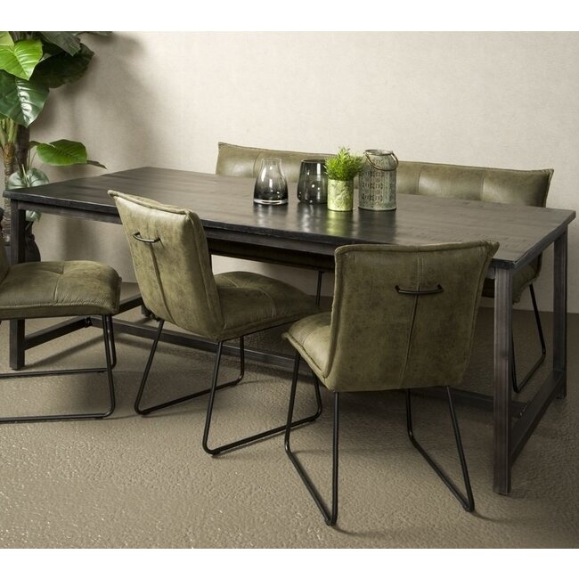 Tower Living Eettafel Paterno Mango zwart met stalen frame