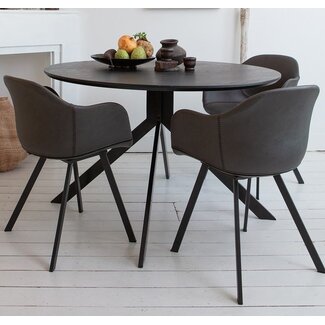 Woood Bruno Eettafel Rond Mdf Zwart Ø120cm