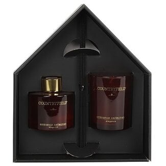 Countryfield Elegance Gift box geurstokje & kaars rood