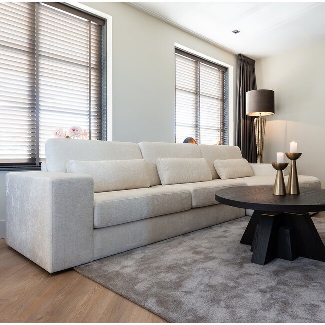 Richmond Interiors  Bank Felix 2.5 seats + lounge rechts rond white chenille (Bergen 900 white chenille)