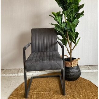 Tower Living Eetkamerstoel Ferro met armleuning - Cognac, donkerbruin, antraciet en groen