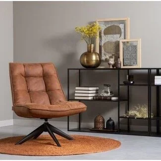 Woood Jouke draaifauteuil kunstleer - Cognac