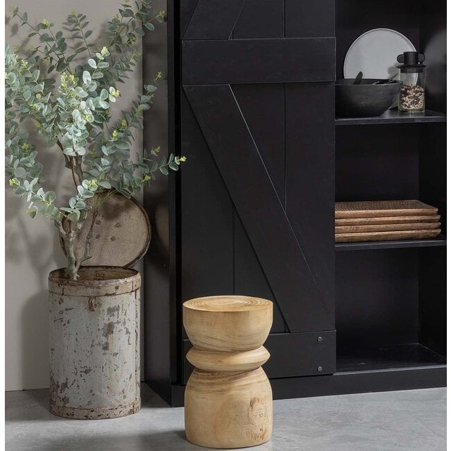 Woood Bikkel Kruk Hout Naturel 40xØ28cm