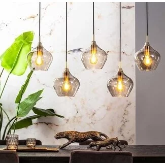 Light en Living Hanglamp 5L 104x20x120 cm RAKEL  antiek brons+smoke