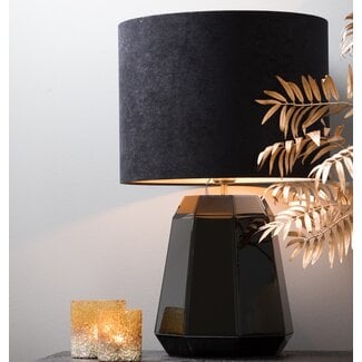 Light en Living Lampenkap cilinder VELOURS zwart-taupe - diverse maten