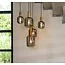 Light en Living Hanglamp Lekar 5-Lichts - Antiek Brons & Smoke Glas