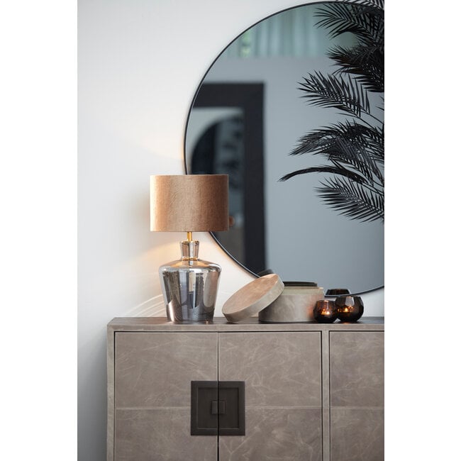 Light en Living Lampvoet Ø25x35 cm MYLES smoke glas+antiek brons