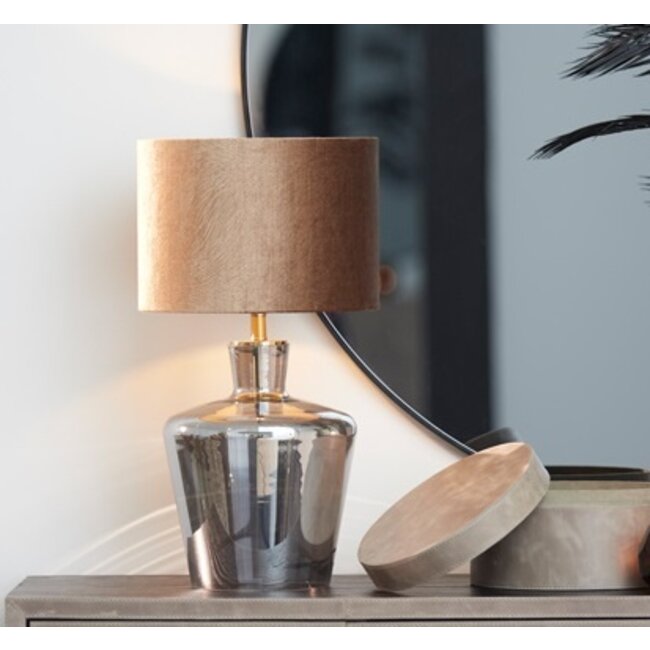 Light en Living Lampvoet Ø25x35 cm MYLES smoke glas+antiek brons
