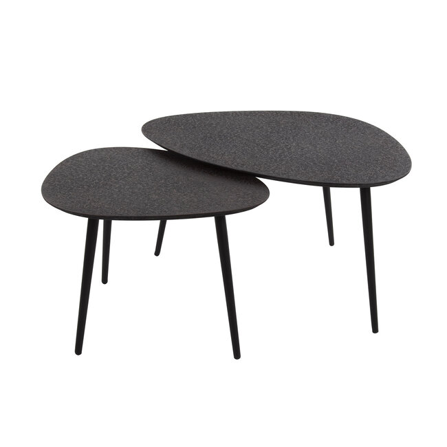 WoonStijl Salontafel set van 2 driehoekig metallic zwart