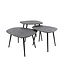 WoonStijl Salontafel set van 3 vierhoekig metallic zwart grijs