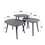 WoonStijl Salontafel set van 3 vierhoekig metallic zwart grijs
