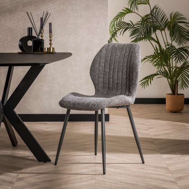 WoonStijl Eetkamerstoel Lende Boucle grijs