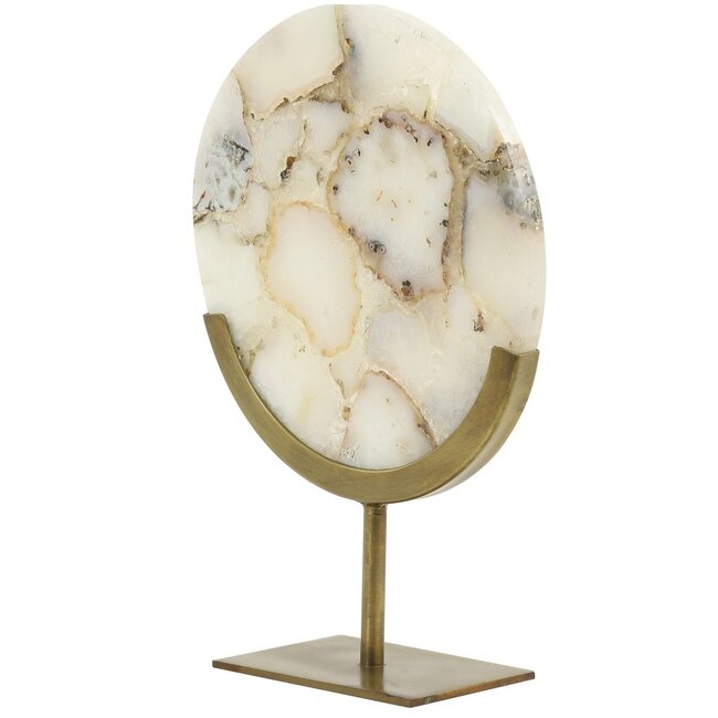 Light en Living Ornament op voet 25x11x35 cm GOUYA wit agaat en antiek brons
