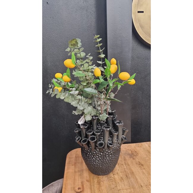 Light en Living Vaas deco Ø29x33 cm KYRAL keramiek mat zwart-glans zwart