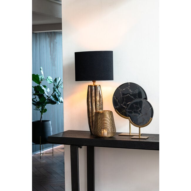 Light en Living Ornament op voet GOUYA 25x10x35 cm - Zwart Agaat & Antiek Brons