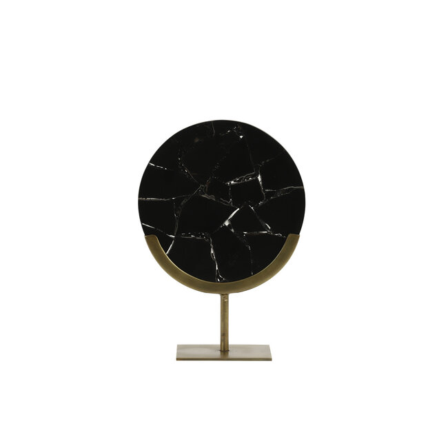 Light en Living Ornament op voet GOUYA 25x10x35 cm - Zwart Agaat & Antiek Brons