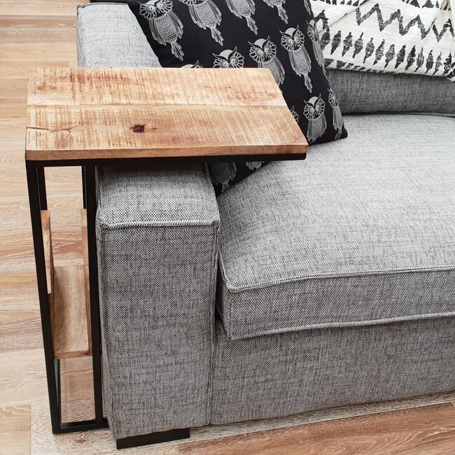 Benoa Bijzettafel industrieel sofa zwart met vak