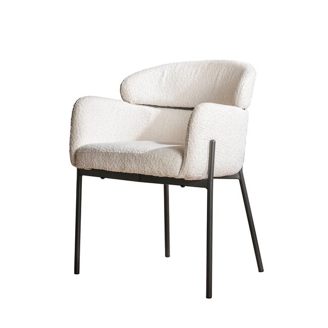 WoonStijl Eetkamerstoel Boucle ronde rug Curva wit
