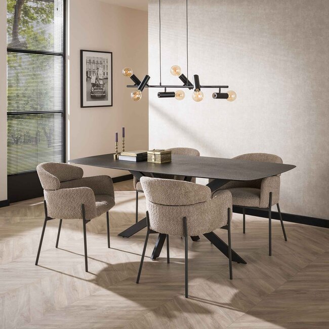 WoonStijl Eetkamerstoel Boucle ronde rug Curva zand