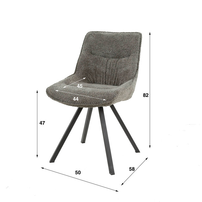 WoonStijl Eettafelstoel Plooi Boucle taupe