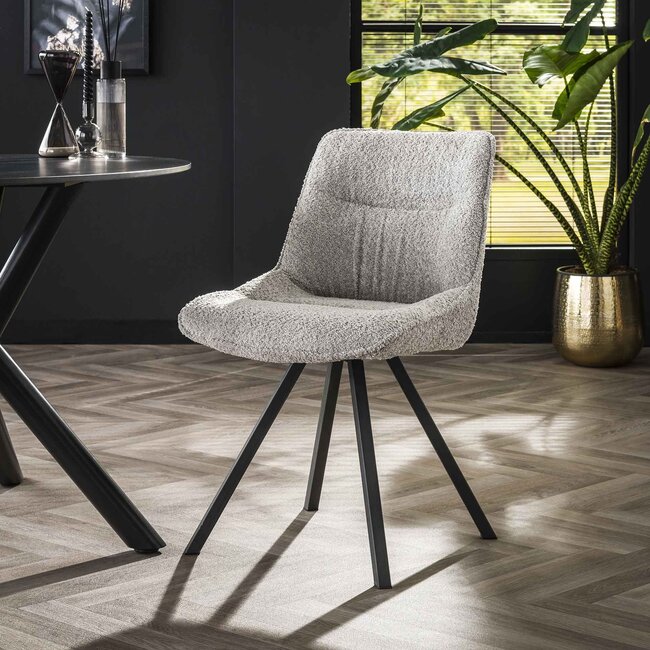 WoonStijl Eettafelstoel Plooi Boucle zilverkleurig
