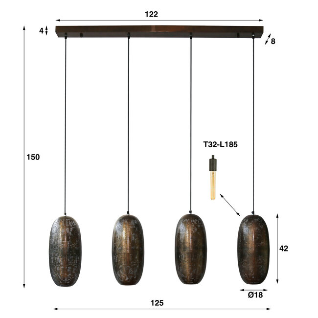 WoonStijl Hanglamp Cosmic met 4 lampen