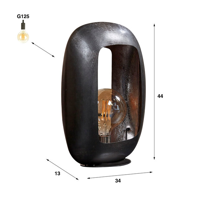 WoonStijl Tafellamp Arch XL Zwart nikkel