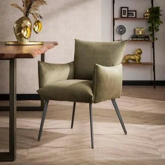 WoonStijl Eettafelstoel Lobby velvet groen
